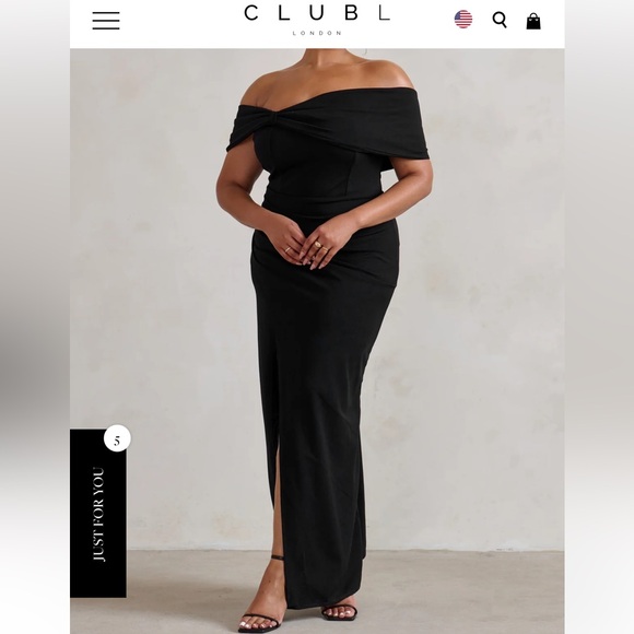 Elegant Black Off-Shoulder Dress - Picture 2 of 8